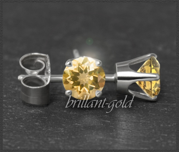 Ohrstecker 585 Gold Citrin orange 4,5,6,7mm